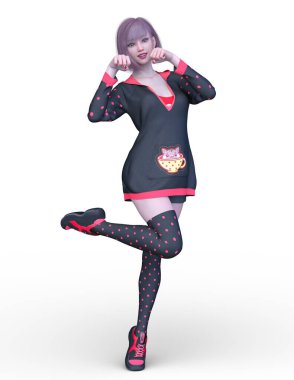 Kostümlü Kadın 'ın 3B canlandırması