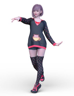 Kostümlü Kadın 'ın 3B canlandırması