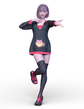 Kostümlü Kadın 'ın 3B canlandırması