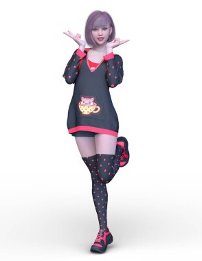 Kostümlü Kadın 'ın 3B canlandırması