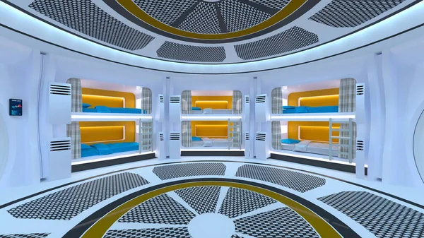 3D CG rendering of capsule hotel