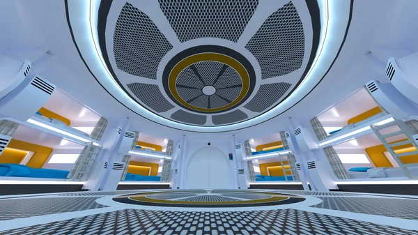 3D CG rendering of capsule hotel