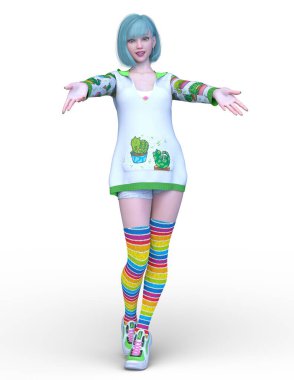 Kostümlü Kız 'ın 3B canlandırması