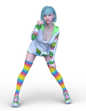 Kostümlü Kız 'ın 3B canlandırması