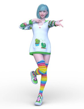 Kostümlü Kız 'ın 3B canlandırması