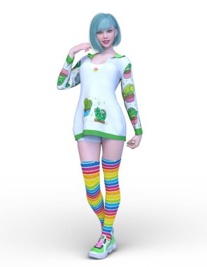 Kostümlü Kız 'ın 3B canlandırması