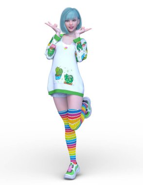 Kostümlü Kız 'ın 3B canlandırması