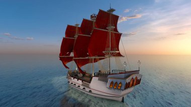 Yelkenli geminin 3D görüntülemesi