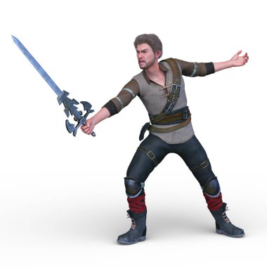 Kılıçlı savaşçının 3 boyutlu görüntüsü