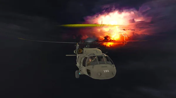 Renderização Helicóptero — Fotografia de Stock