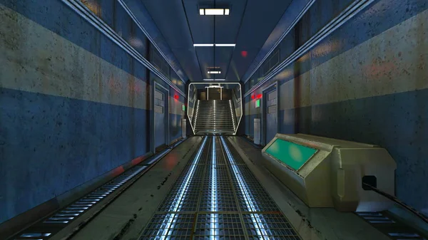 大楼走廊的3D渲染 — 图库照片