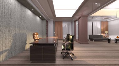 Modern yapı ofisinin 3B canlandırması