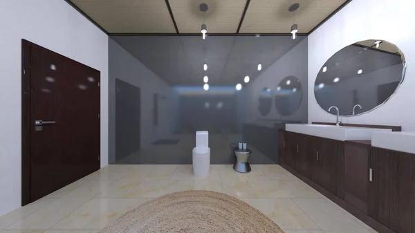 宽敞浴室3D Cg渲染 — 图库照片