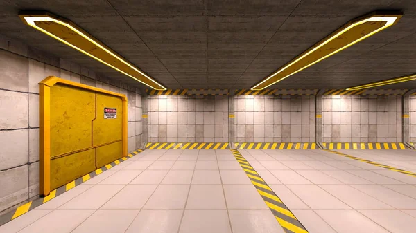 大楼走廊的3D渲染 — 图库照片