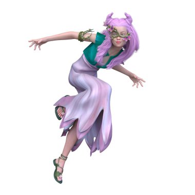 Kostümlü Kadın 'ın 3B canlandırması