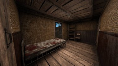 Tahta evin 3 boyutlu CG görüntülemesi