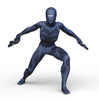 Silahlı bir kadının 3D görüntüsü