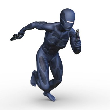 Silahlı bir kadının 3D görüntüsü