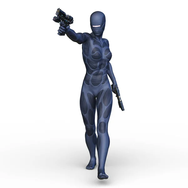 Rendering Woman Gun — Stock Photo, Image