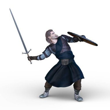 Kılıçlı savaşçının 3 boyutlu görüntüsü