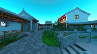 Japon tarzı malikanenin 3D görüntüsü