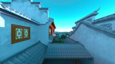 Japon tarzı malikanenin 3D görüntüsü