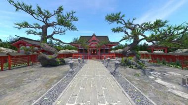 Japon tarzı malikanenin 3D görüntüsü