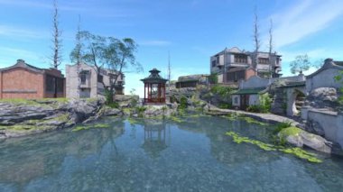 Japon tarzı malikanenin 3D görüntüsü