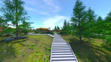 Japon tarzı malikanenin 3D görüntüsü