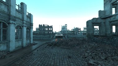 Şehrin harabelerinin 3D canlandırması