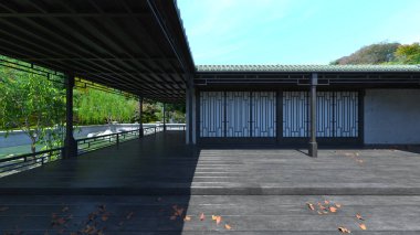 Japon tarzı malikanenin 3D görüntüsü