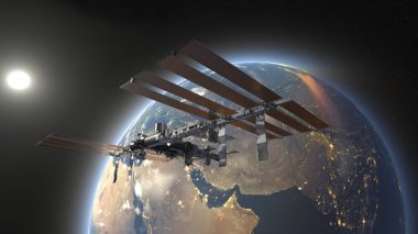 Uzay gemisinin 3 boyutlu görüntüsü. Bu görüntünün elementleri NASA tarafından döşenmiştir.