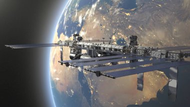 Uzay gemisinin 3 boyutlu görüntüsü. Bu görüntünün elementleri NASA tarafından döşenmiştir.