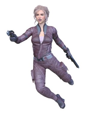 Silahlı bir kadının 3D görüntüsü