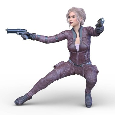 Silahlı bir kadının 3D görüntüsü