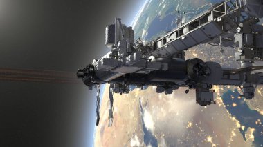 Uzay gemisinin 3 boyutlu görüntüsü. Bu görüntünün elementleri NASA tarafından döşenmiştir.