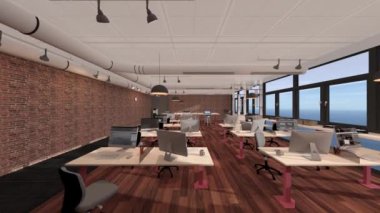 Modern yapı ofisinin 3B canlandırması