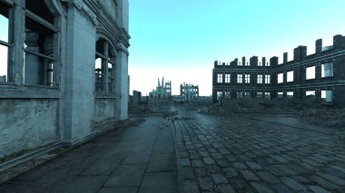 Şehrin harabelerinin 3D canlandırması