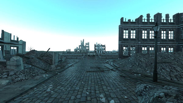 3D рендеринг руин города