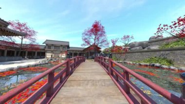 Japon tarzı malikanenin 3D görüntüsü