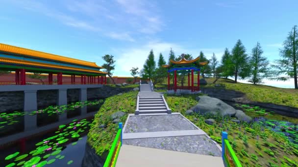 Rendering Van Chinese Tuin — Stockvideo