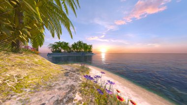 Issız adanın 3 boyutlu canlandırması