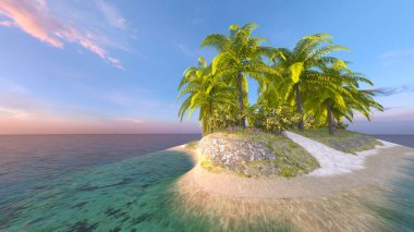 Issız adanın 3 boyutlu canlandırması