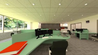 Modern yapı ofisinin 3B canlandırması