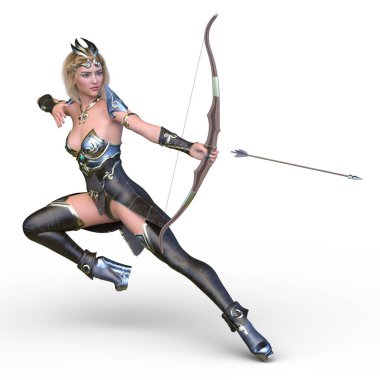 Okçu kadının 3B canlandırması