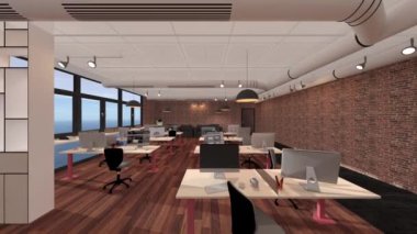 Modern yapı ofisinin 3B canlandırması