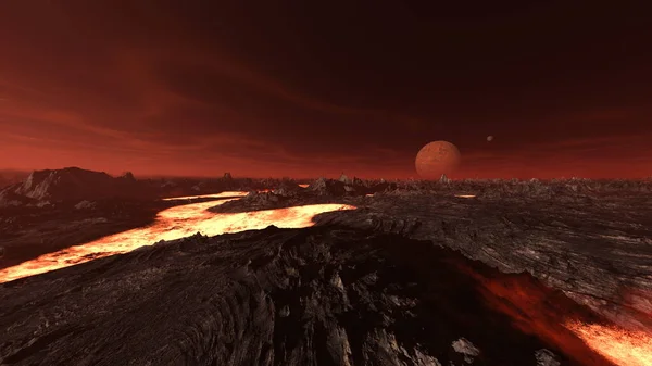 火山的3D渲染 — 图库照片