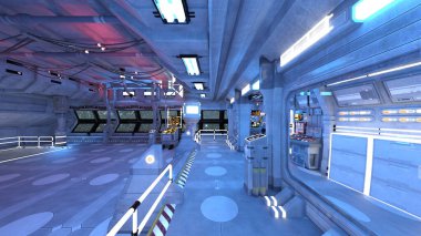 Uzay gemisinin içinde 3B görüntüleme