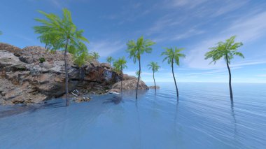 Issız adanın 3 boyutlu canlandırması