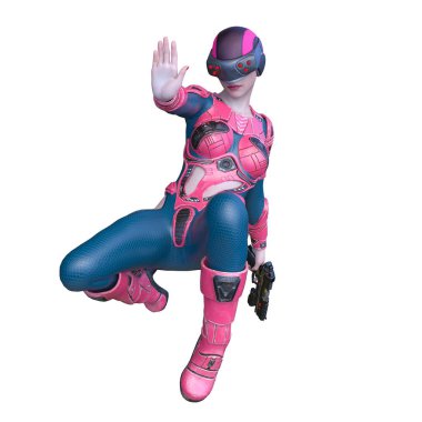 Silahlı bir kadının 3D görüntüsü